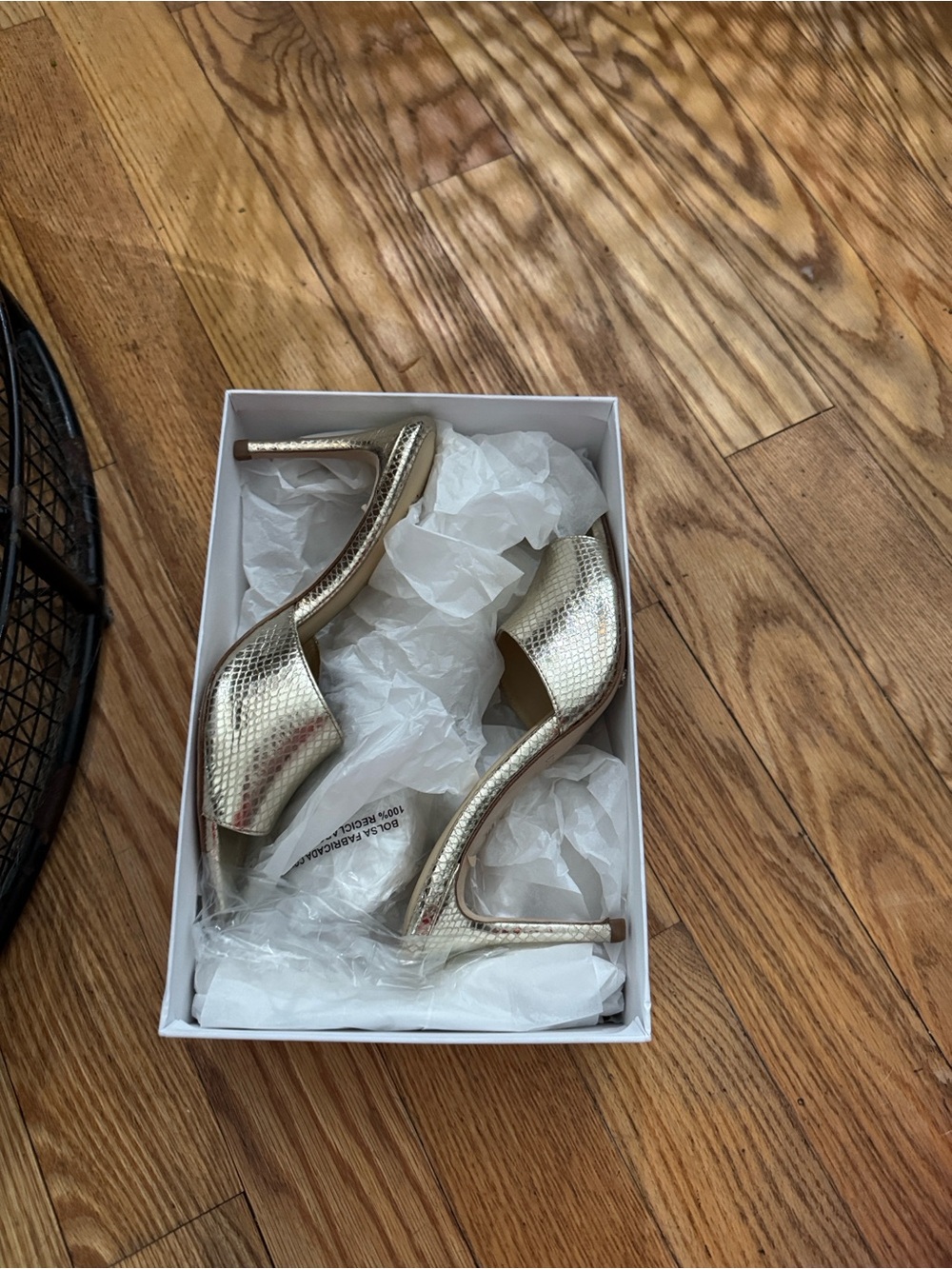 Metallic Gold High Heel Mules - Women